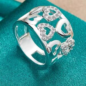 Sterling Silver Hearts Ring